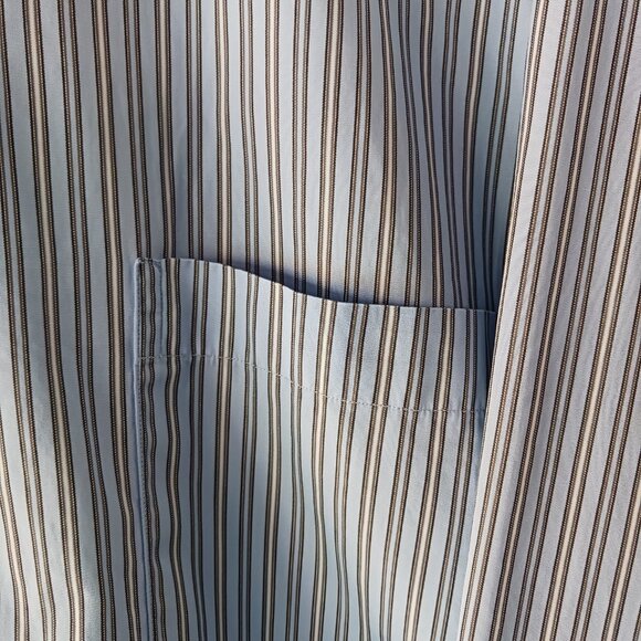 Jack Lipson Signature Men's Striped 17.5 Tall Long Sleeve Shirt Pocket Blue - Picture 6 of 8